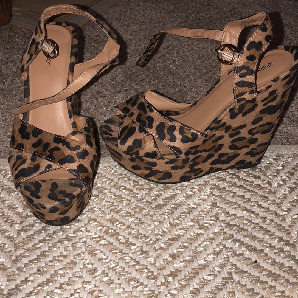 Suede Leopard Wedges